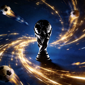 大力神杯剪影与足球轨迹特效